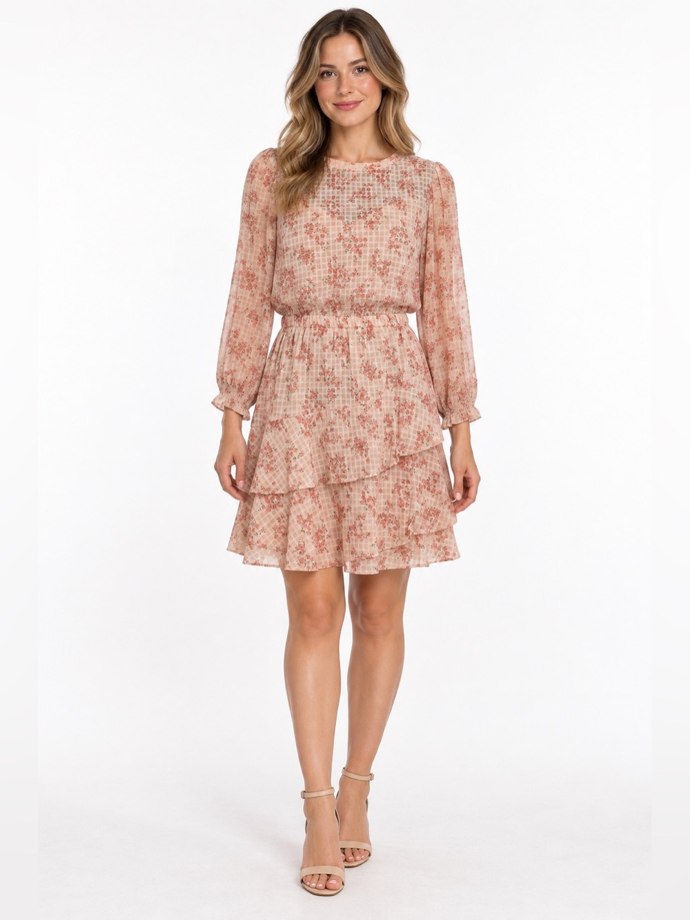LOFT Peach Floral Mini Dress